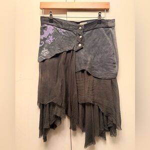 The people of the labyrinth Gray and Purple suede Asymmetrical Women's Skirt